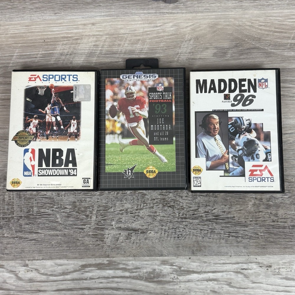 sega genesis games lot- NBA‎ Showdown 94, Madden 96, Sports Talk Football 93 CIB